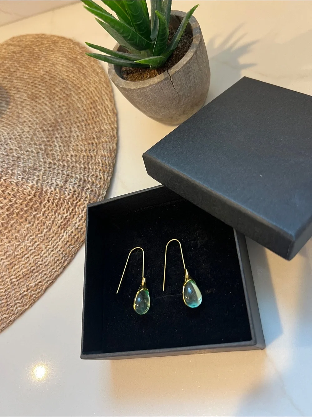Delicate Iridescent Teardrop Earrings - Gold Hooks